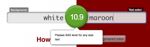 maroon text on white passes for any size font