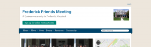 screenshot of Frederick Friends Meeting's website, showing a boxed layout